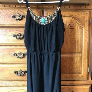 Beaded/Gems/ Boho Black dress, Size X